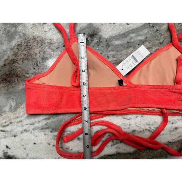 J Crew Bikini Top Womens XXL Orange Terry Cloth Wrap Tie Tank Beach Swimsuit - Picture 7 of 8